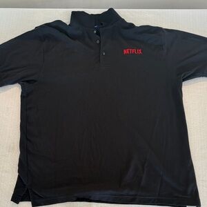 Netflix Black Polo with Red Logo Embroidery